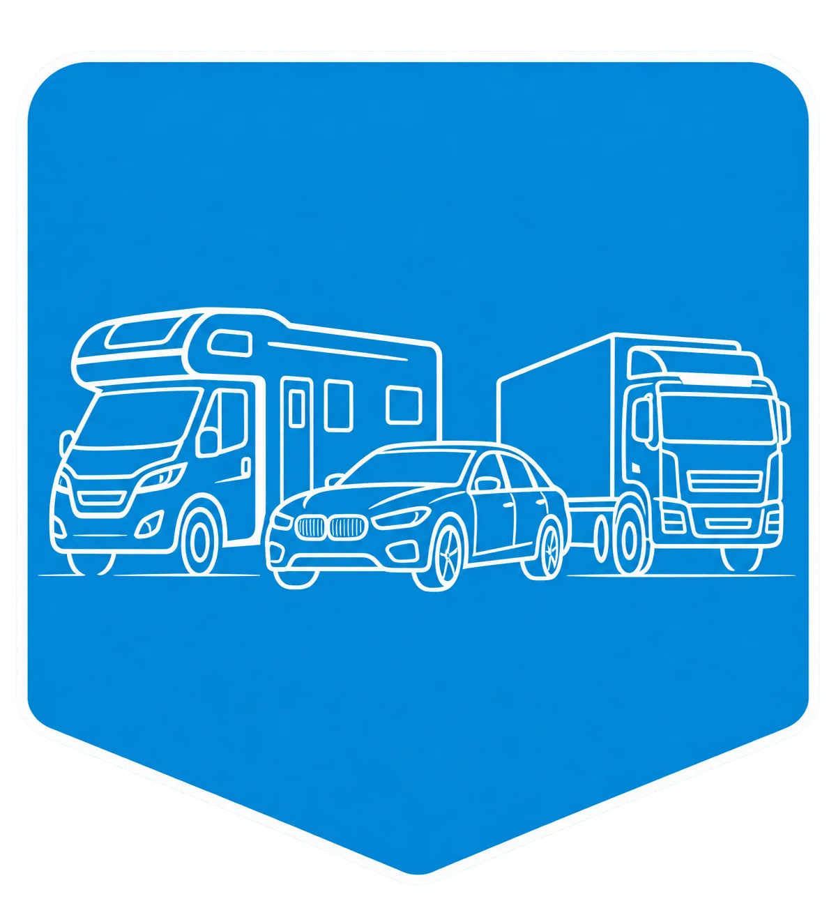 Illustration mit Wohnmobil, PKW und LKW für Garagen im Garagenpark Rhön
