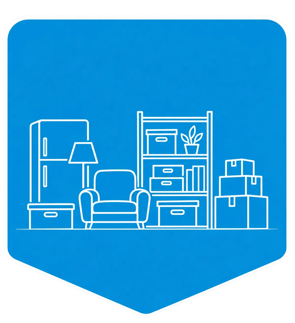 Illustration von Waren, Werkzeug und Lagermaterial für gewerbliche Lagerflächen